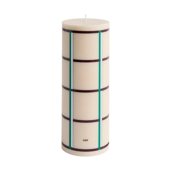 Column Candle blockljus large 25 cm - Off white-green bordeaux-silver - HAY
