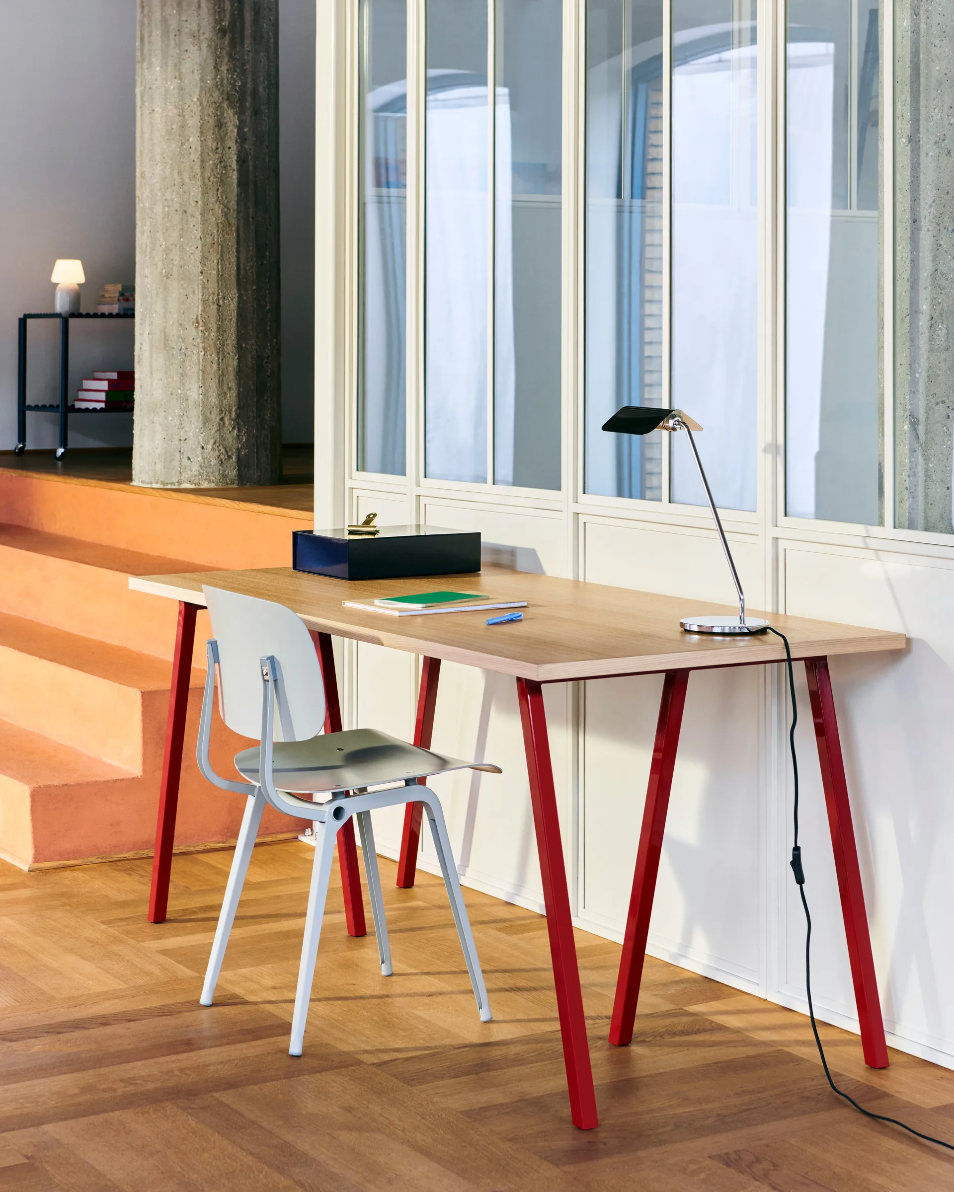 Loop Stand matbord 77,5x160 cm, Maroon red-klarlackad ek HAY