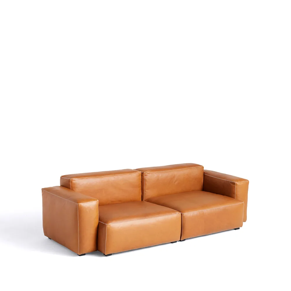 Mags 2,5 seater COMB soffa, Sense cognac-ljusgrå söm HAY