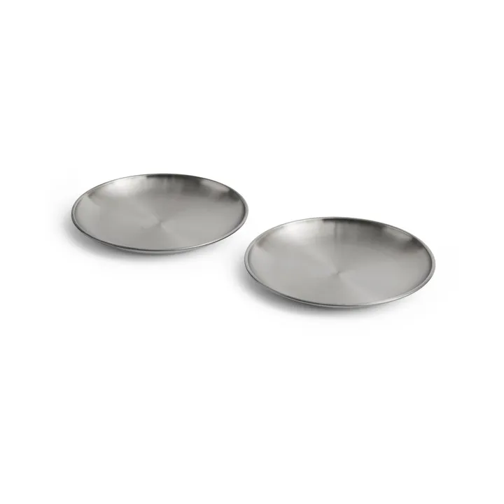 Outdoor Market tallrik - Rostfritt stål, Ø20 cm, 2-pack - HAY