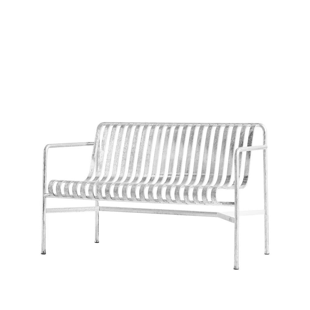 Palissade Dining bänk med armstöd, Hot galvanised HAY