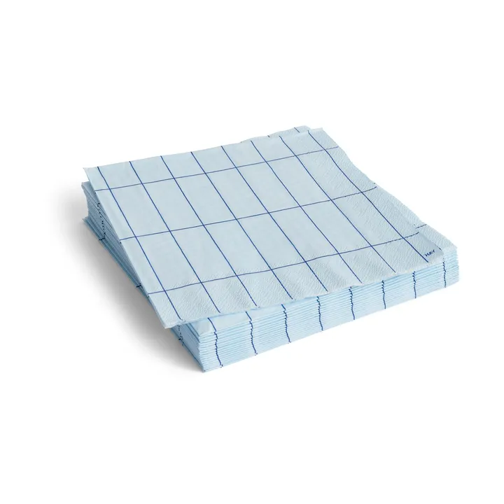 Pattern Dinner servett 40x40 cm 20-pack - Light blue-blue grid - HAY