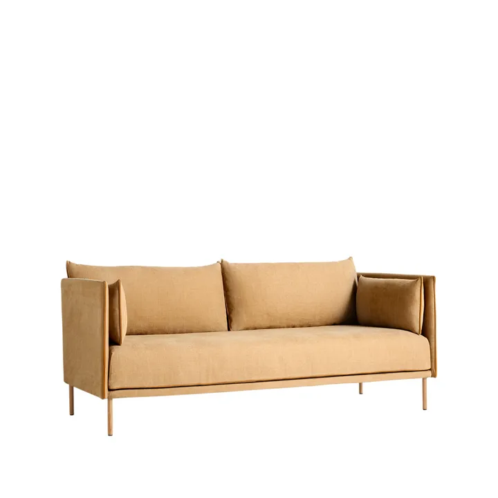 Silhouette 2-sits soffa - Linara 142-cognac leather piping-oiled oak - HAY