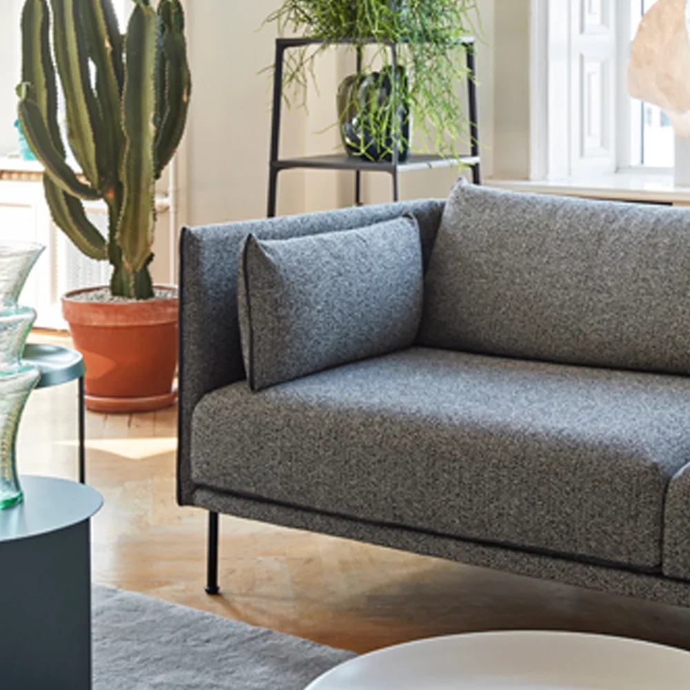 Silhouette 3-sits soffa, Coda 182 grå-svarta metallben HAY