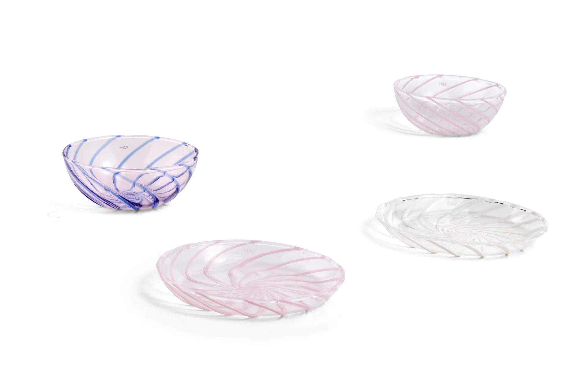 Spin skål Ø8,5 cm 2-pack, Klar-rosa rand HAY