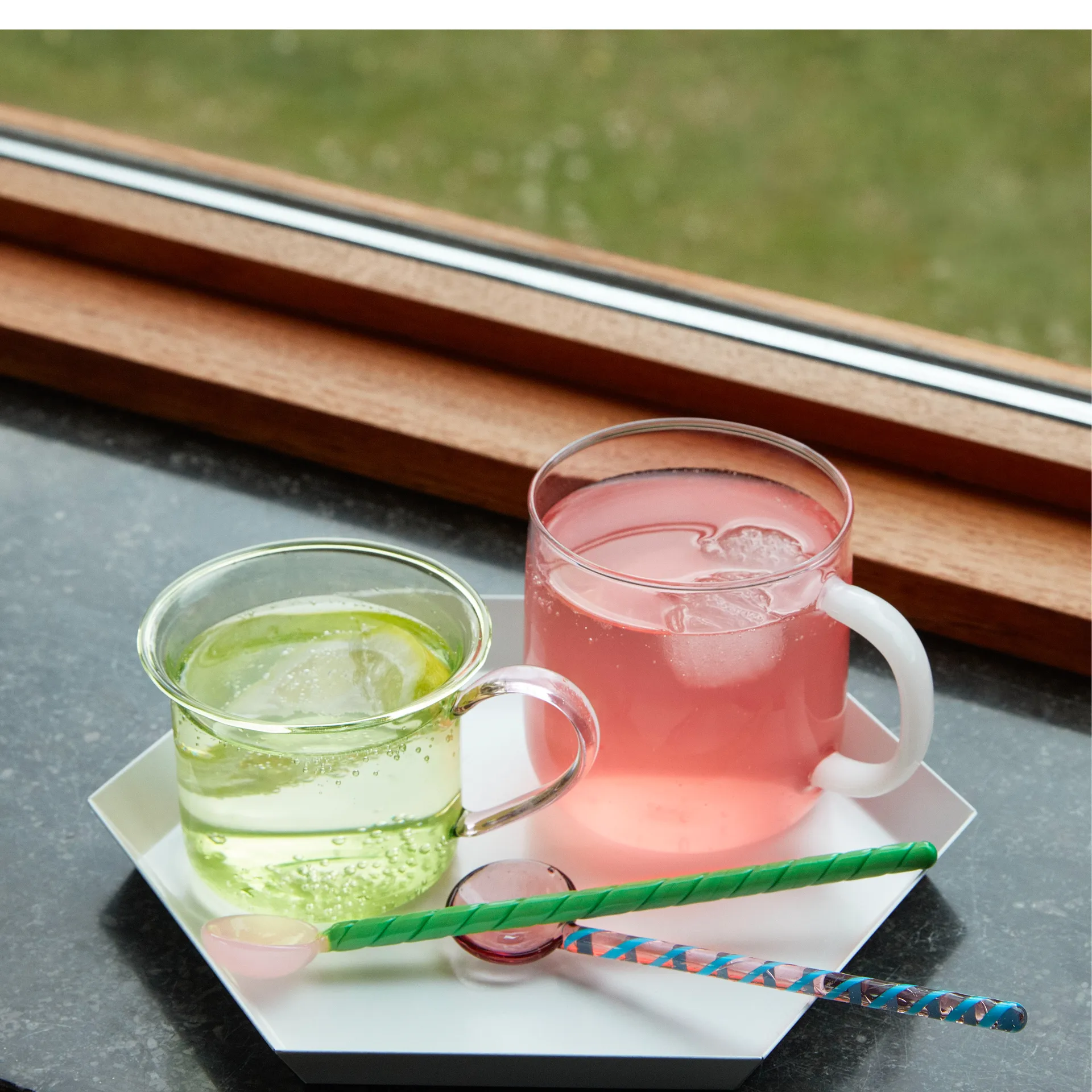 Twist glassked 2-pack, Turquoise-light pink HAY
