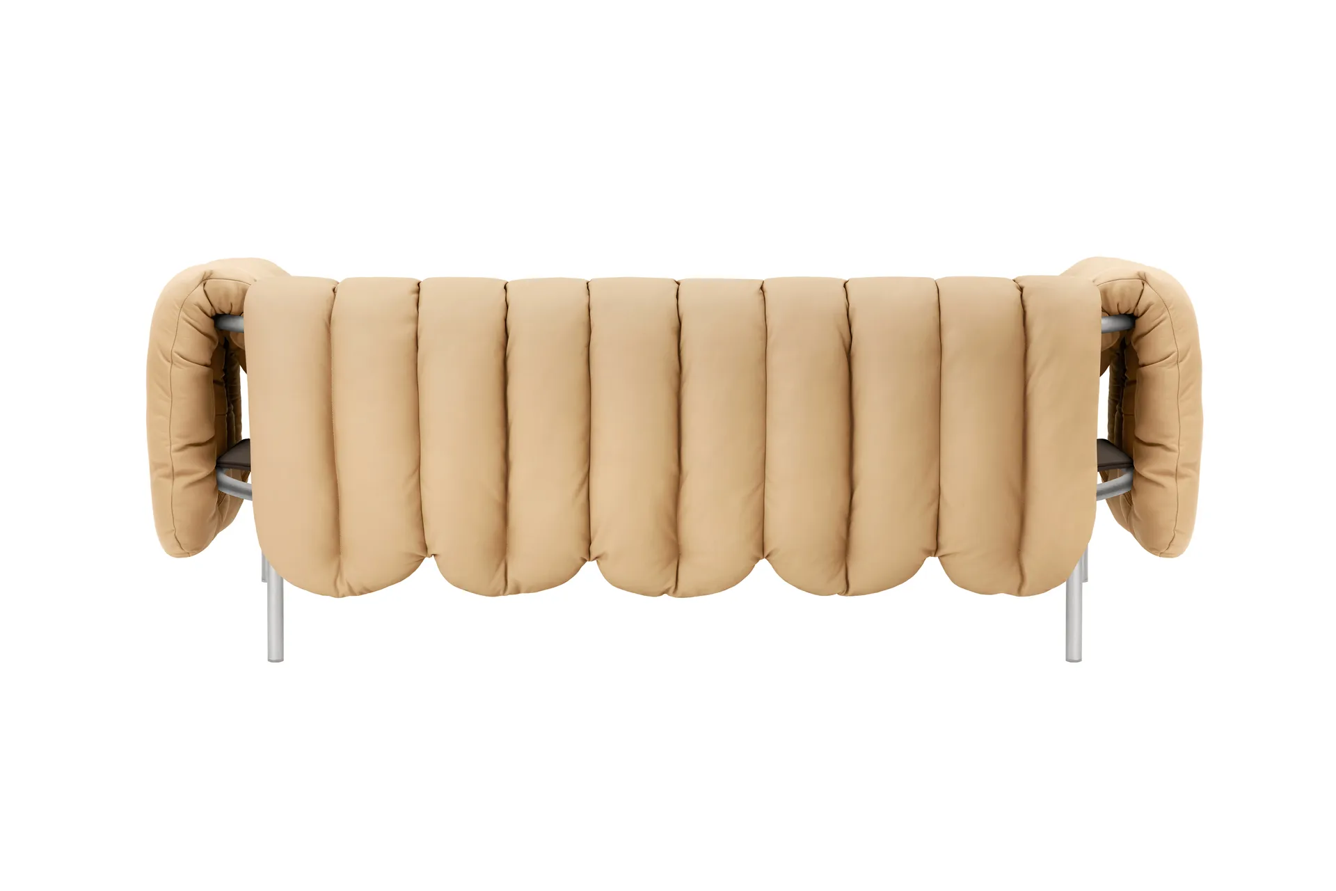 Puffy 2,5-sits soffa 205 cm, Sand leather-rostfritt stål Hem