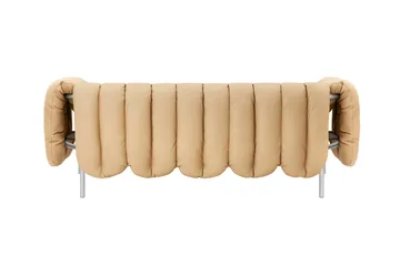 Puffy 2,5-sits soffa 205 cm - Sand leather-rostfritt stål - Hem