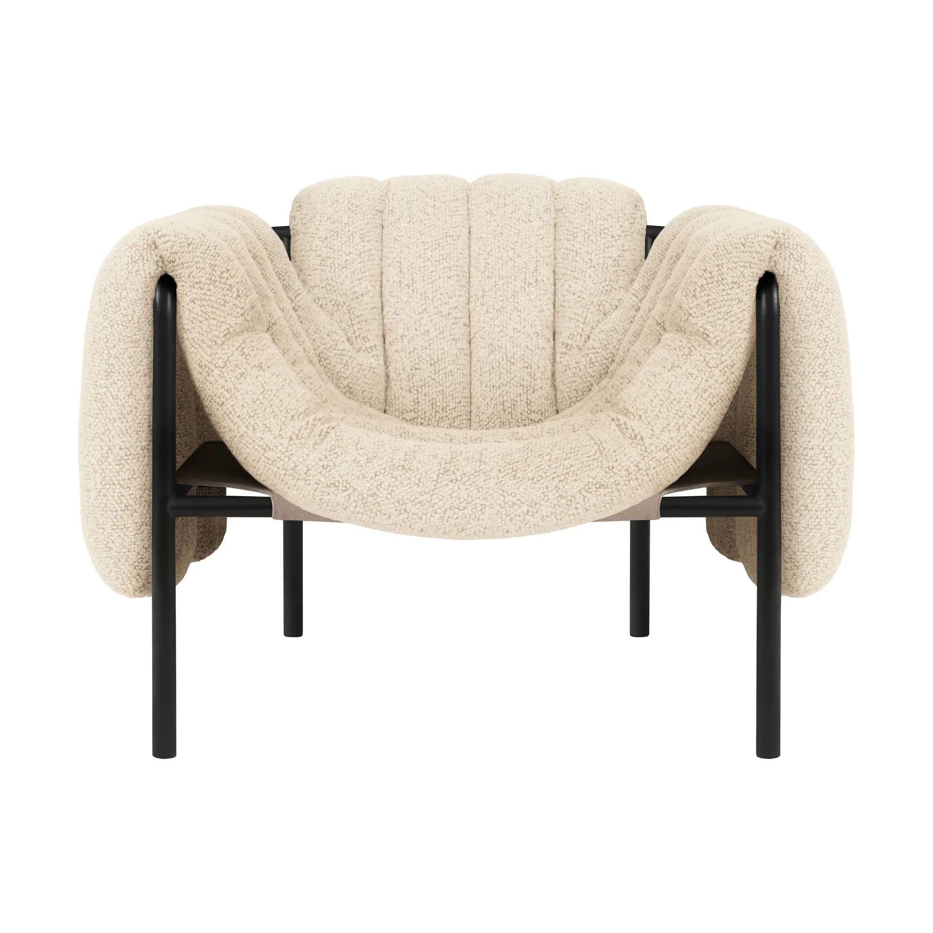 Puffy loungefåtölj, Eggshell-black grey Hem