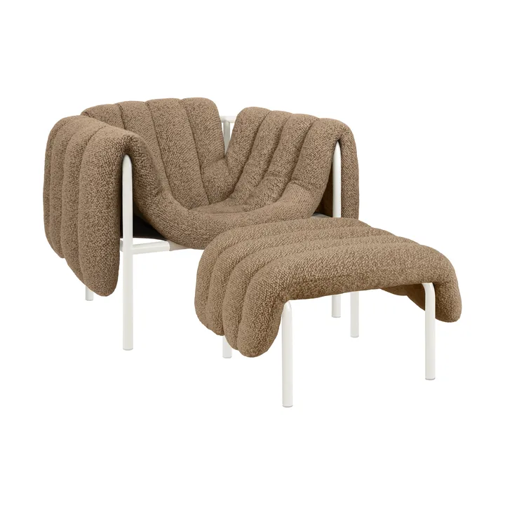 Puffy loungefåtölj + ottoman - Sawdust-cream - Hem