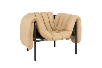 Puffy loungefåtölj - Sand leather-black grey - Hem