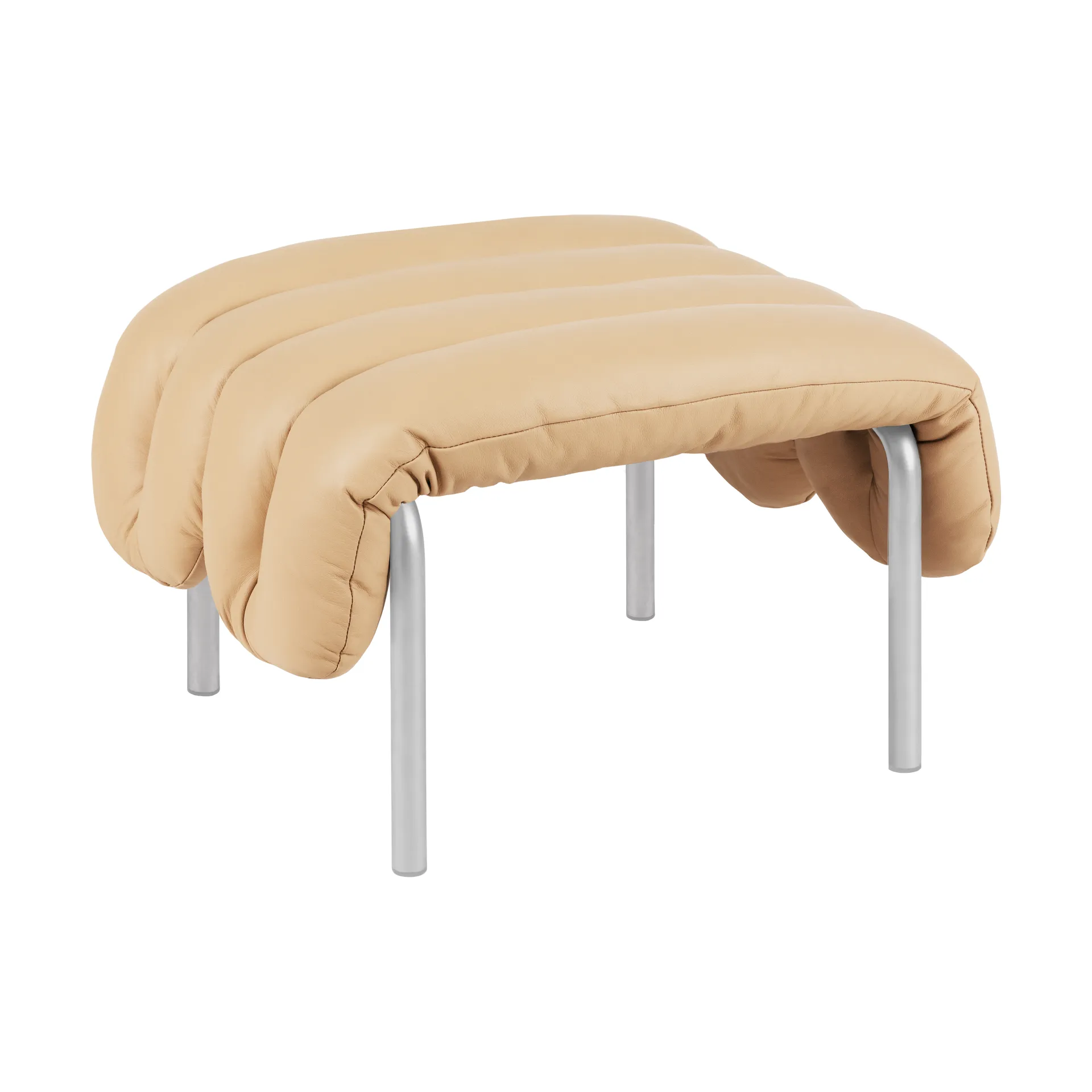 Puffy ottoman 58x67 cm, Sand leather-rostfritt stål Hem