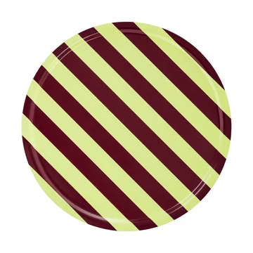 Stripe bricka Large Ø65 cm - Butter-burgundy - Hem