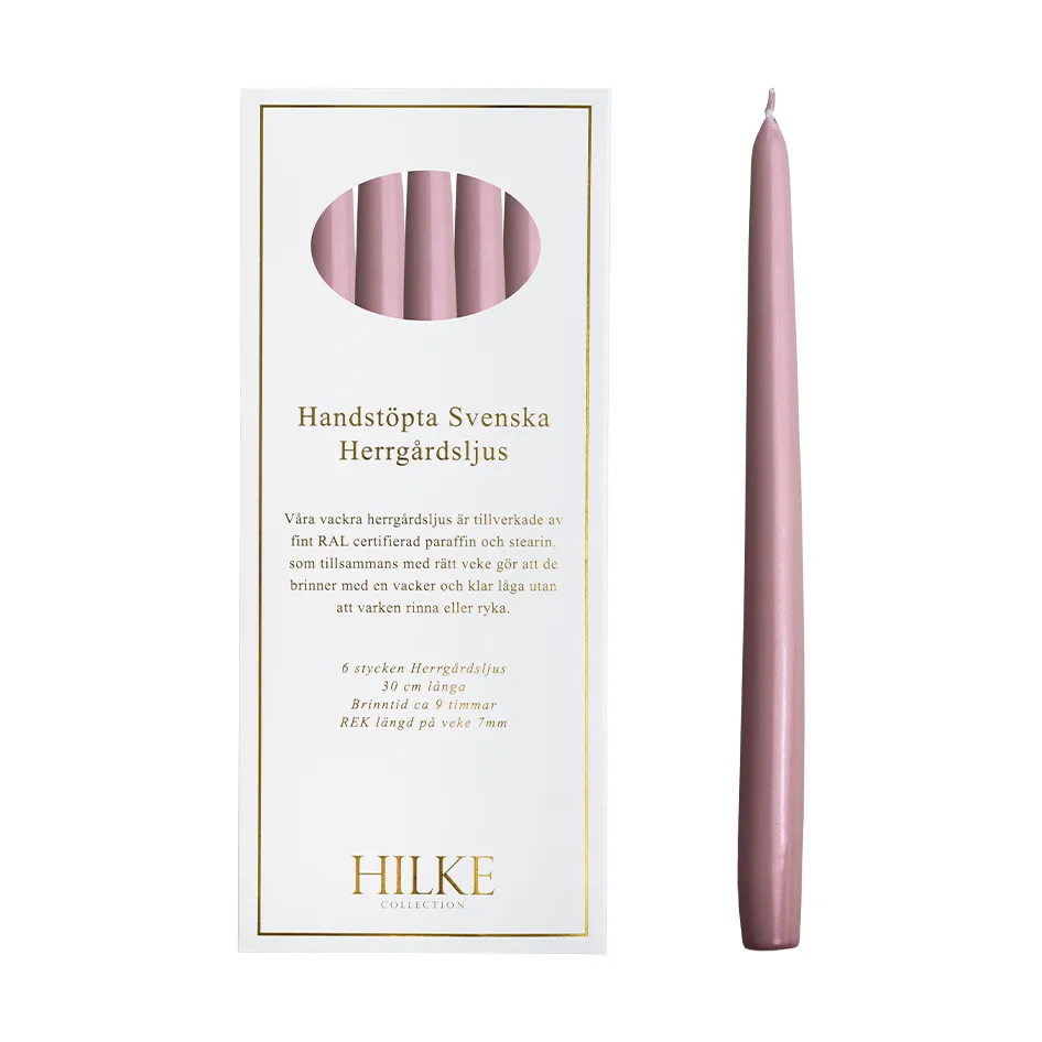 Herrgårdsljus 30 cm 6-pack, Rosa Metallic Hilke Collection