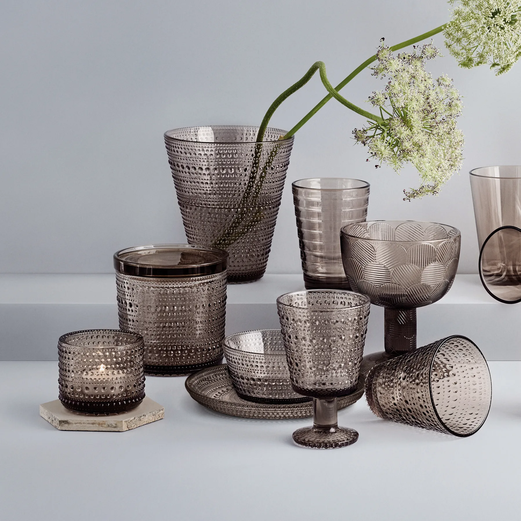 Kastehelmi dricksglas på fot 26 cl 2-pack, Linne Iittala
