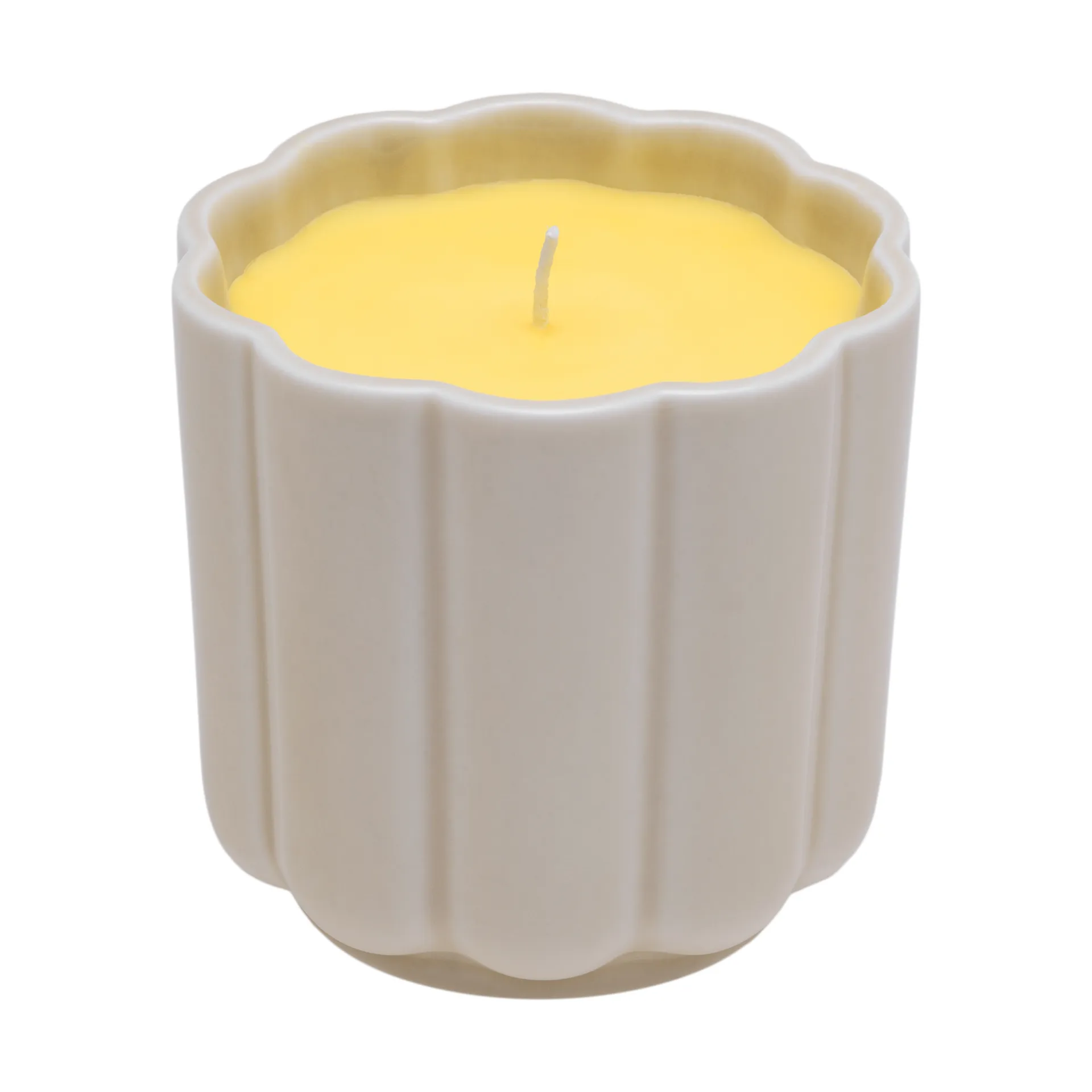 Play ljus i keramikform rund, Beige-gul Iittala