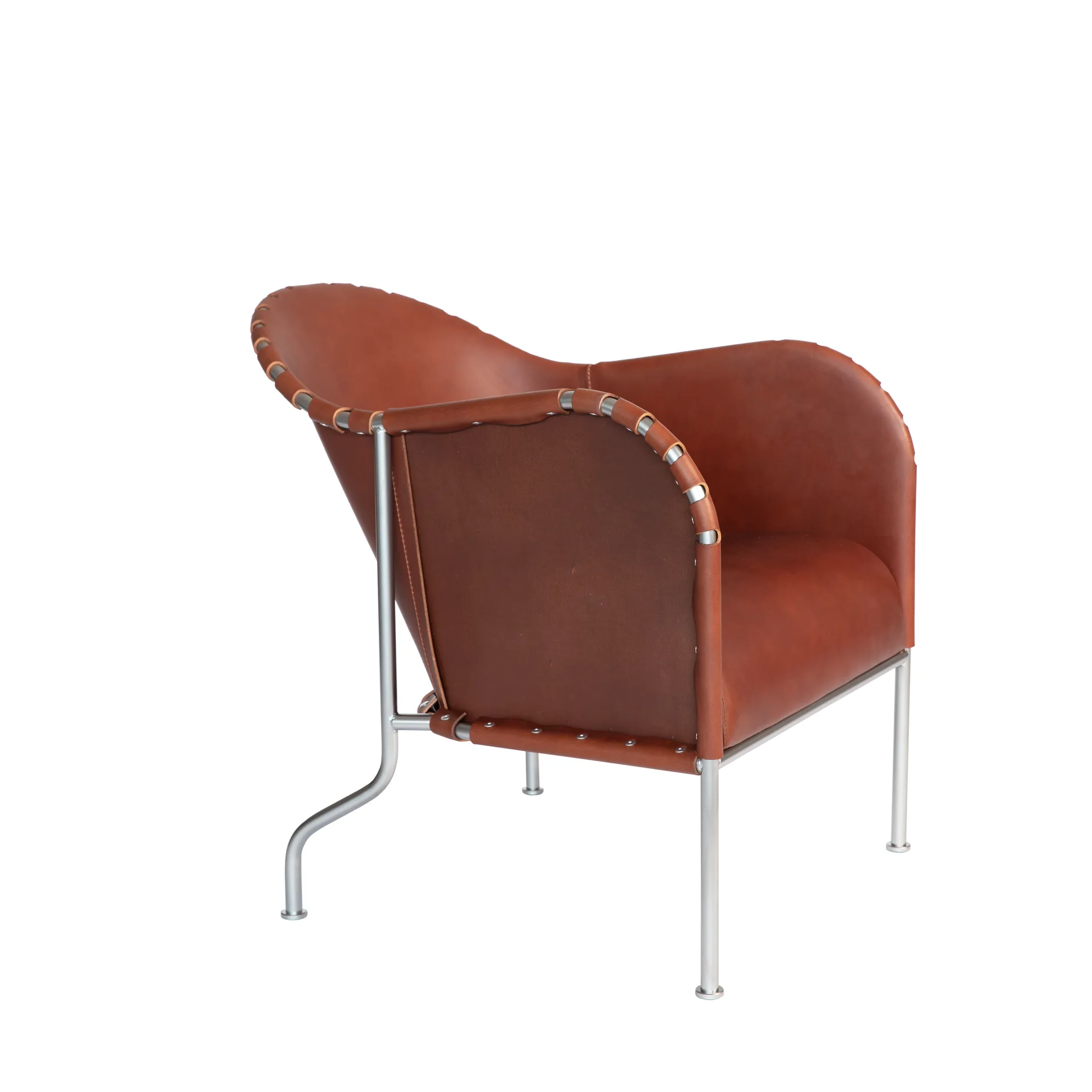 Bruno fåtölj, Läder brun vintage-matt chrome Källemo