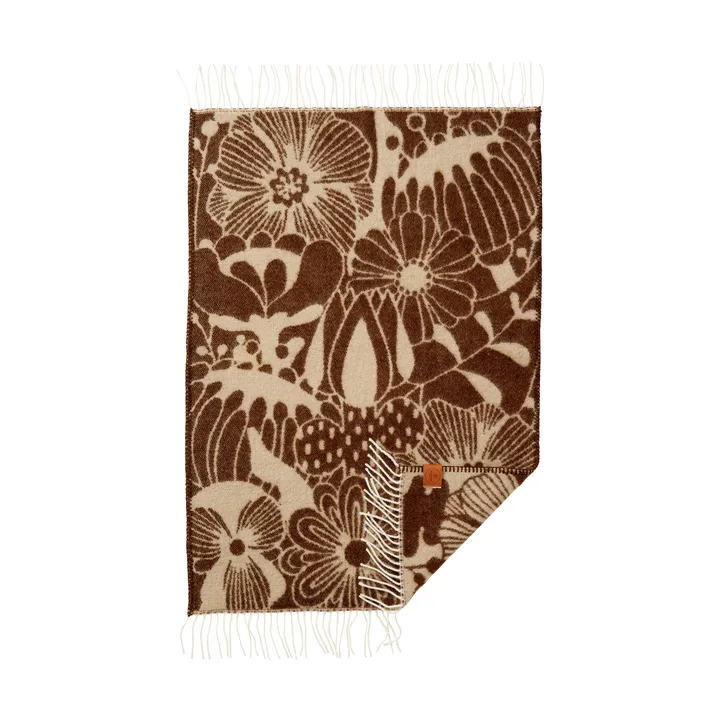 Blomranka barnpläd - Brown-beige, 65x110 cm - Klippan Yllefabrik