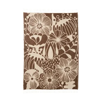 Blomranka ullpläd - Brown-beige, 130x200 cm - Klippan Yllefabrik