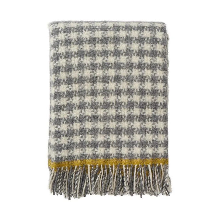 Dogtooth ullpläd 130x200 cm - Grey-yellow - Klippan Yllefabrik
