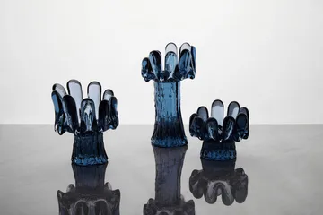 Solros ljuslykta cirkulärt glas 18 cm - Blå - Kosta Boda