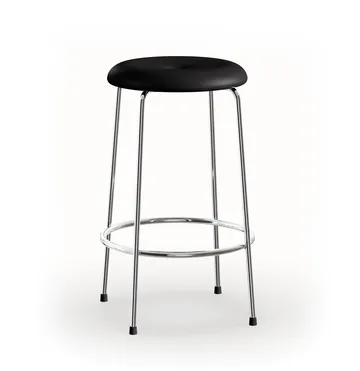 Taburett barpall - Svart läder-kromat stativ, 63 cm - Lammhults