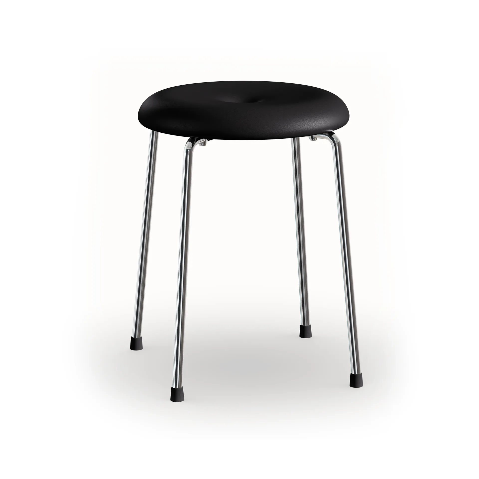 Taburett pall, Svart läder-kromat stativ, 45 cm Lammhults