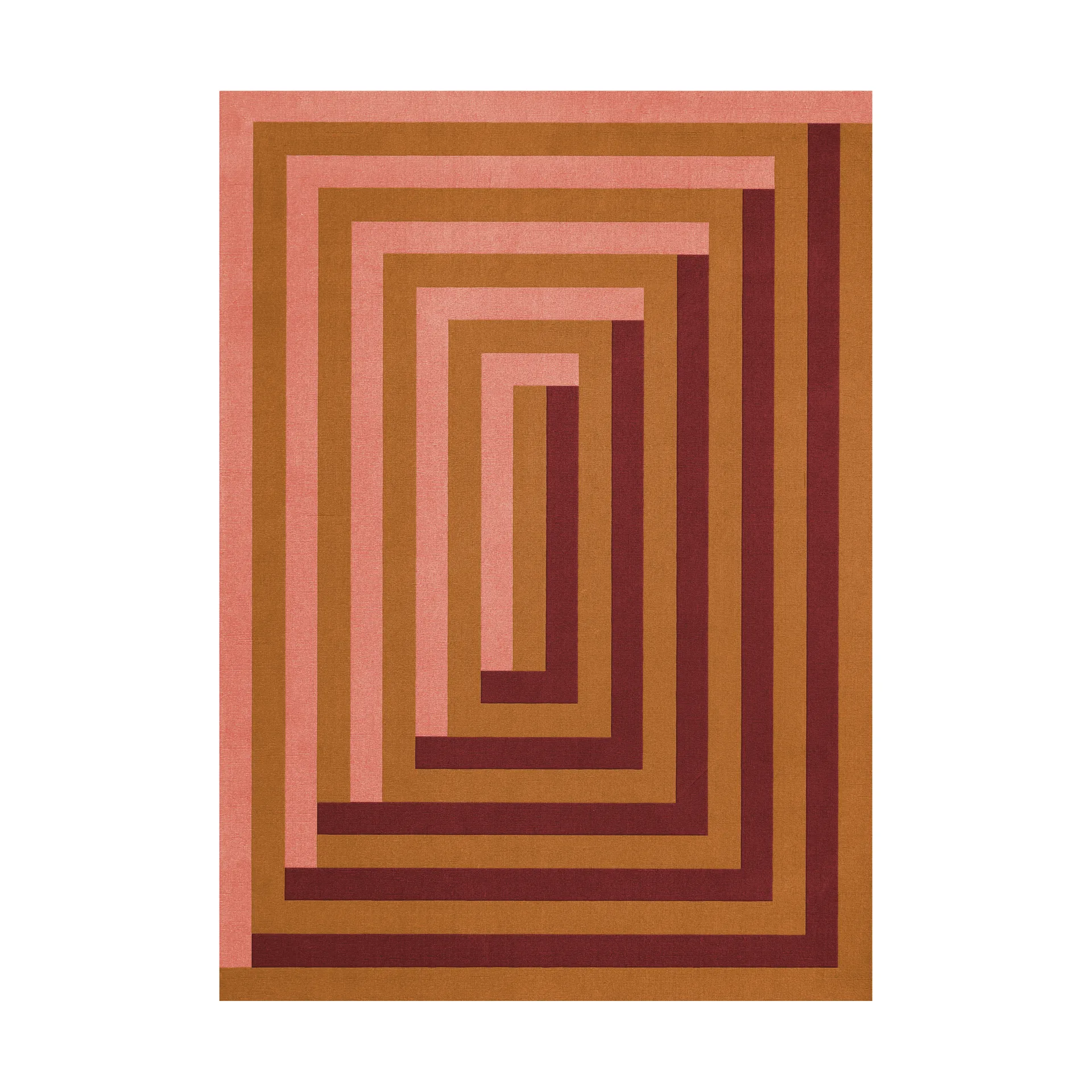 Teklan Labyrinth ullmatta, Coral pink, 250x350 cm Layered