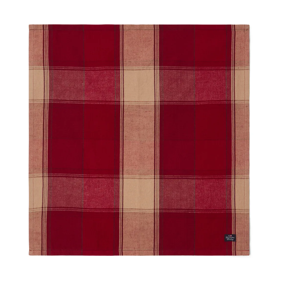 Checked linen-cotton servett 50x50 cm, Röd-beige Lexington