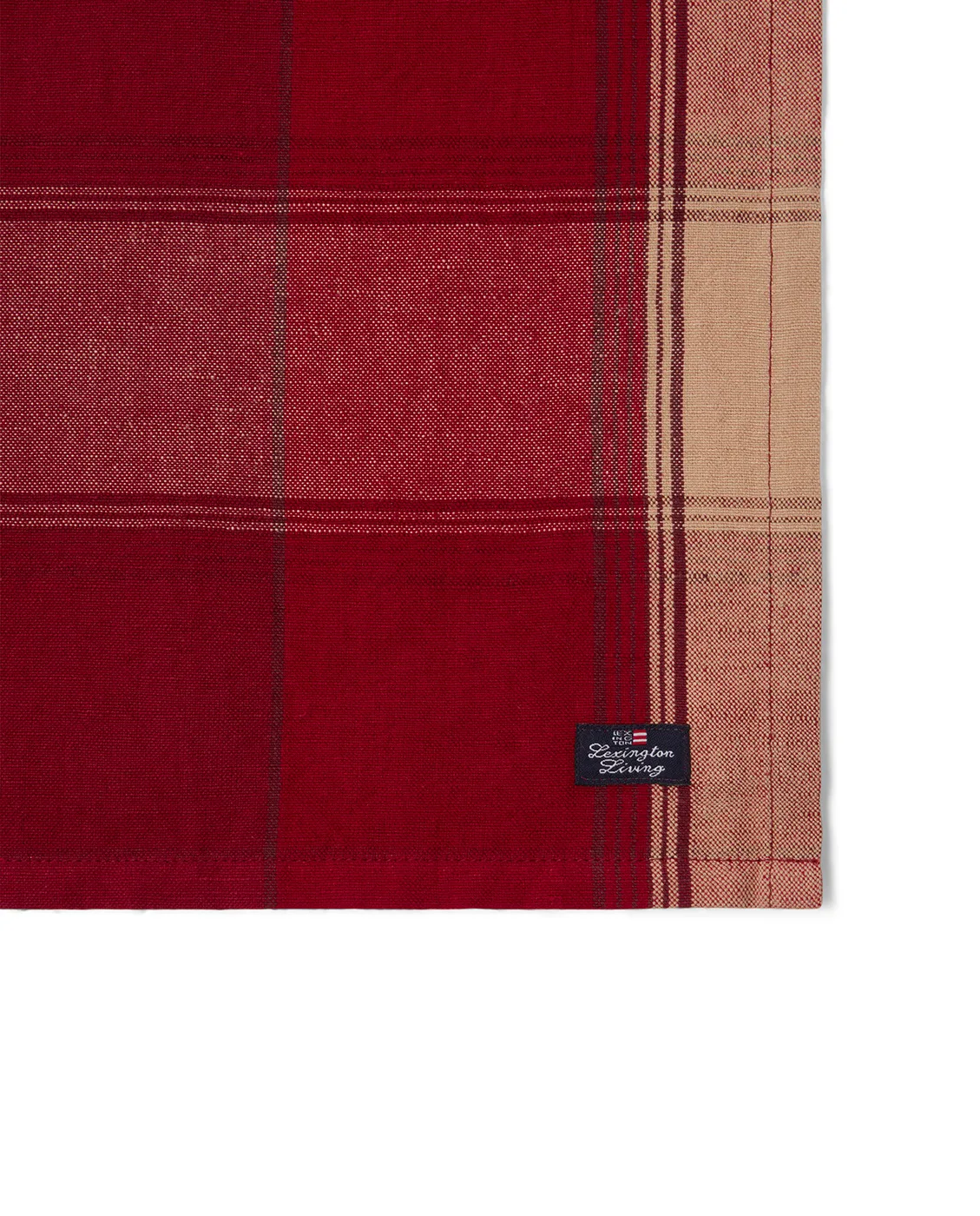 Checked linen-cotton servett 50x50 cm, Röd-beige Lexington