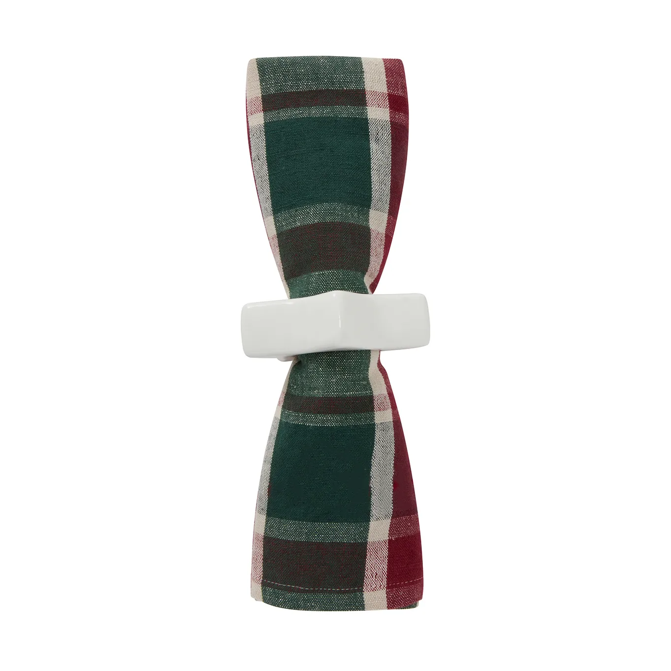Checked linne/bomulls servett 50x50 cm, Green-red-beige Lexington