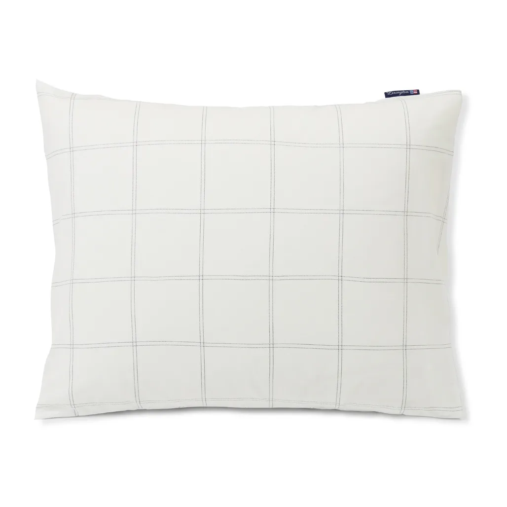 Checked örngott bomull-lyocell 50x60 cm, Off white-dark blue Lexington