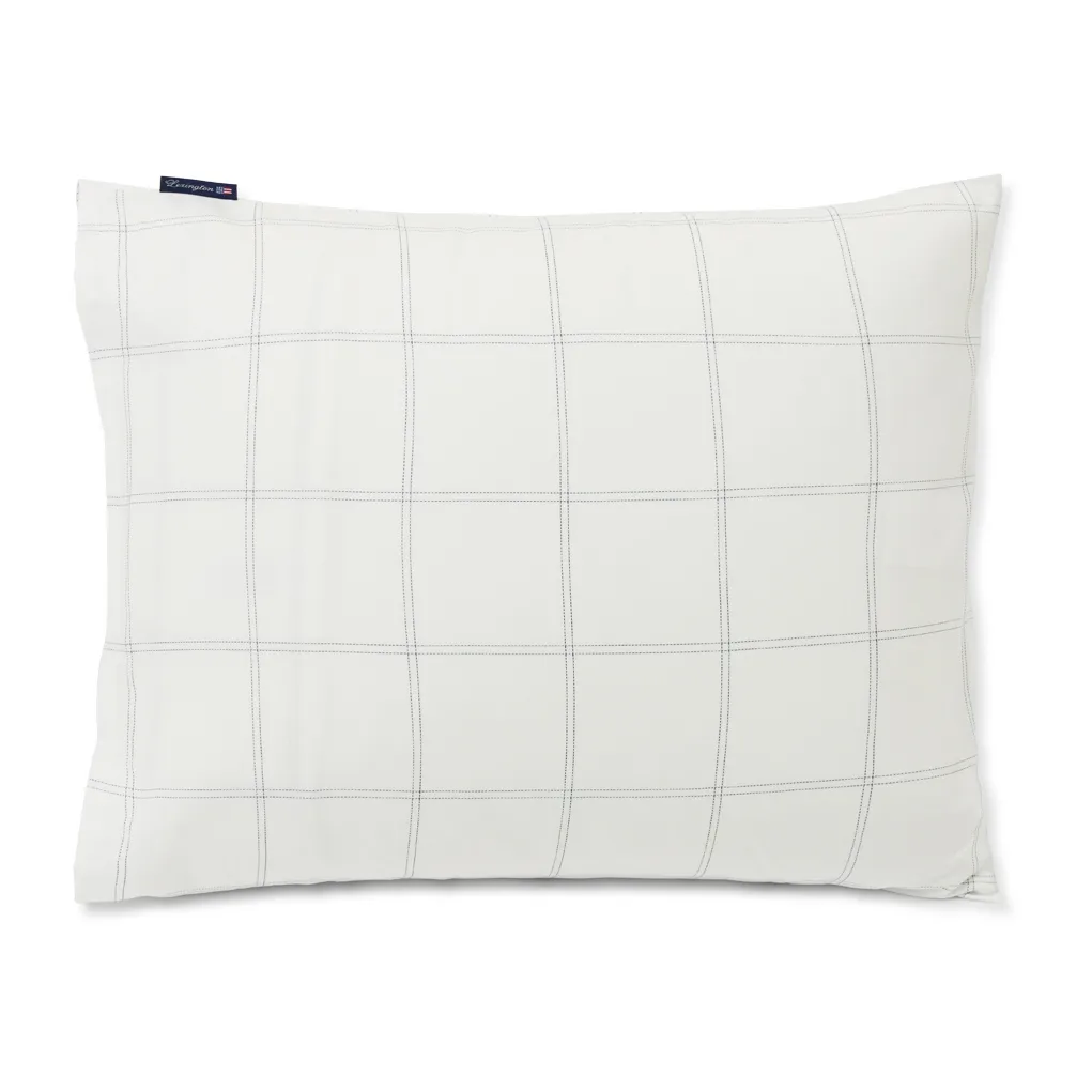 Checked örngott bomull-lyocell 50x90 cm, Off white-dark blue Lexington