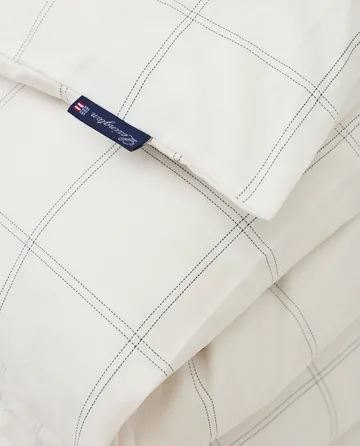 Checked påslakan bomull-lyocell 150x210 cm - Off white-dark blue - Lexington
