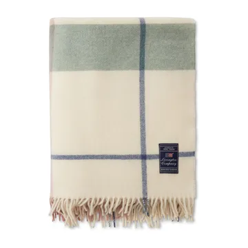 Checked Recycled ullpläd 130x170 cm - Offwhite-grön-rosa - Lexington