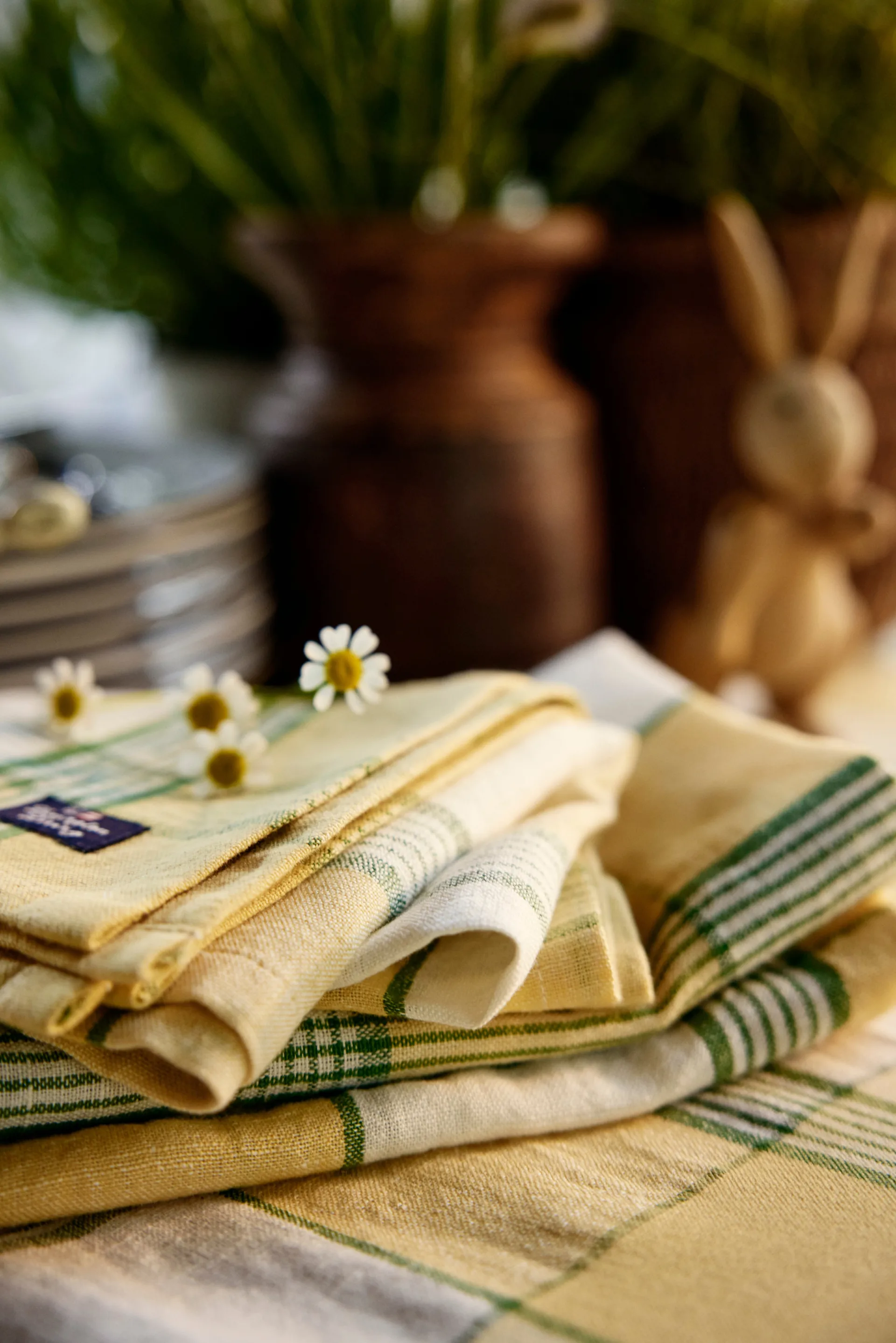 Easter Linen/Cotton tygservett 50x50 cm, Yellow-green Lexington