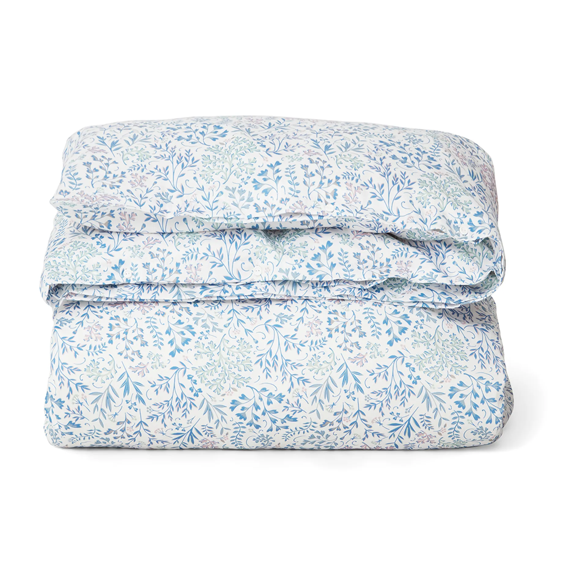 Flower Printed Cotton Sateen påslakan 150x210 cm, Blå Lexington