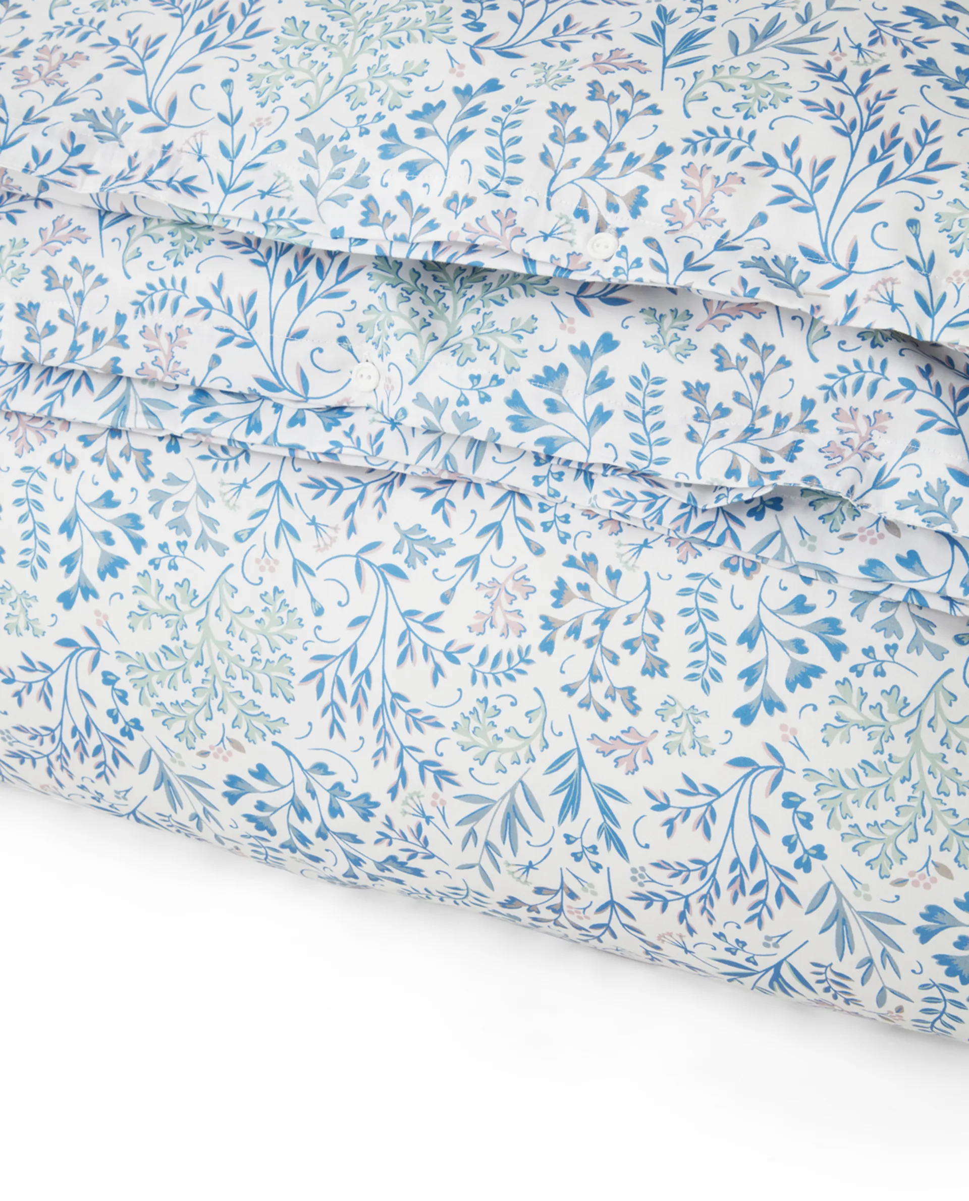 Flower Printed Cotton Sateen påslakan 150x210 cm, Blå Lexington