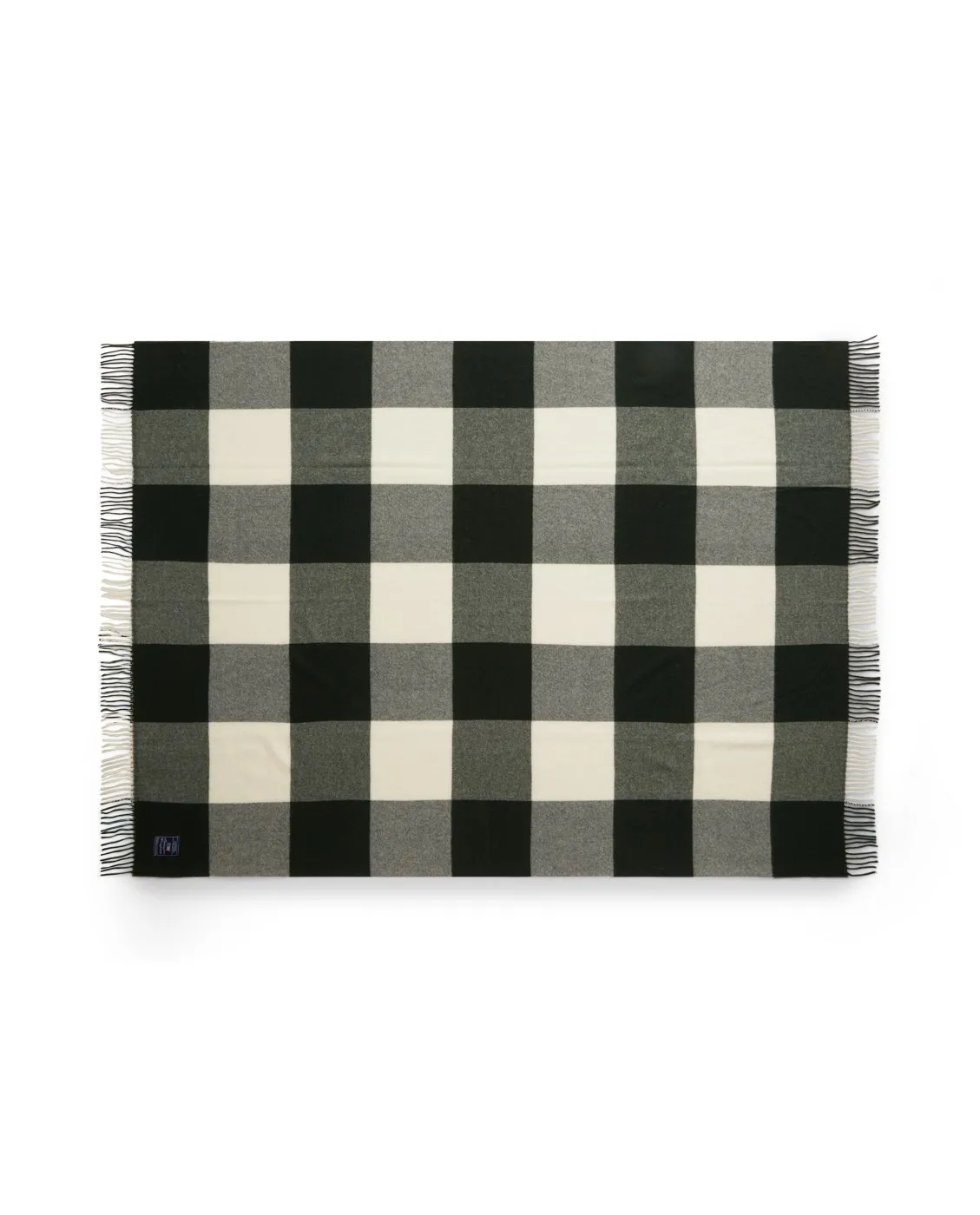 Green Checked pläd Återvunnen ull 130x170 cm, Grön-vit Lexington
