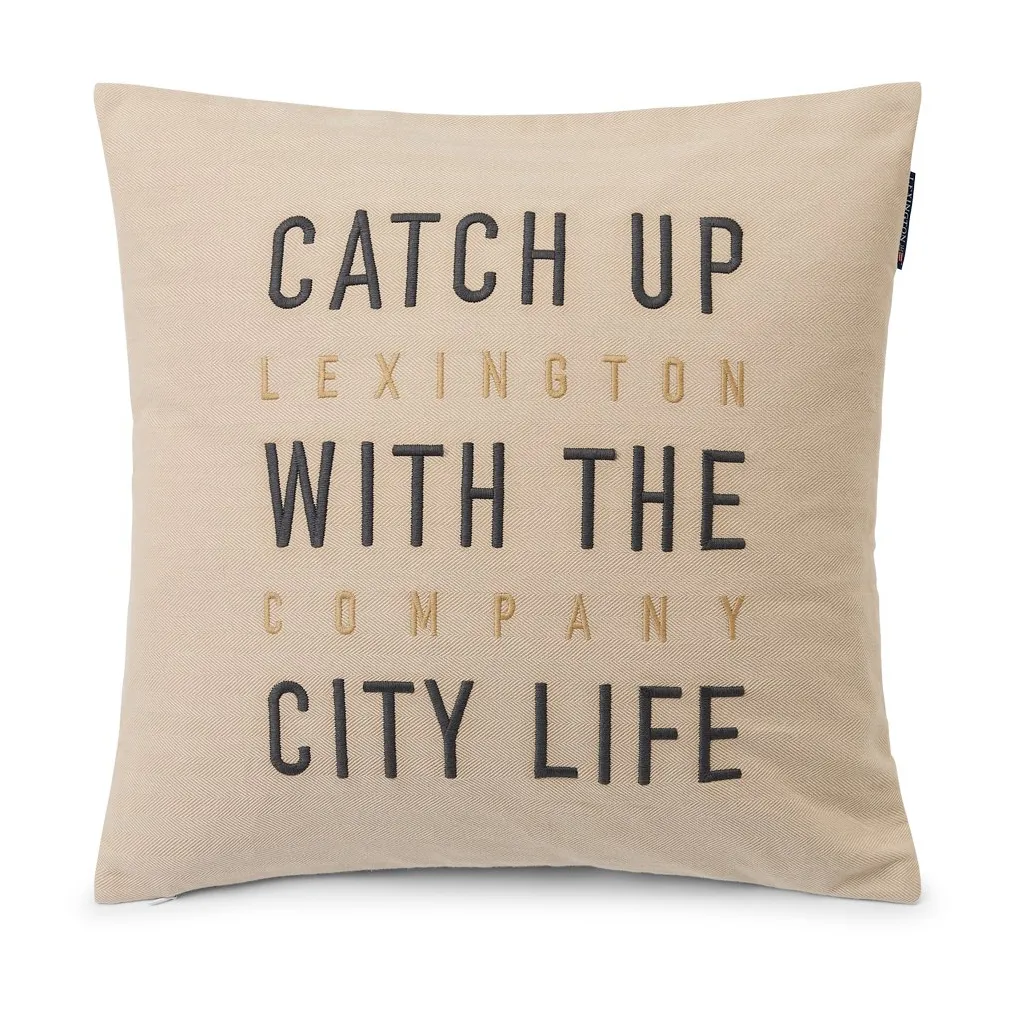 Herringbone Cotton Flanell kuddfodral 50x50 cm, Light beige Lexington