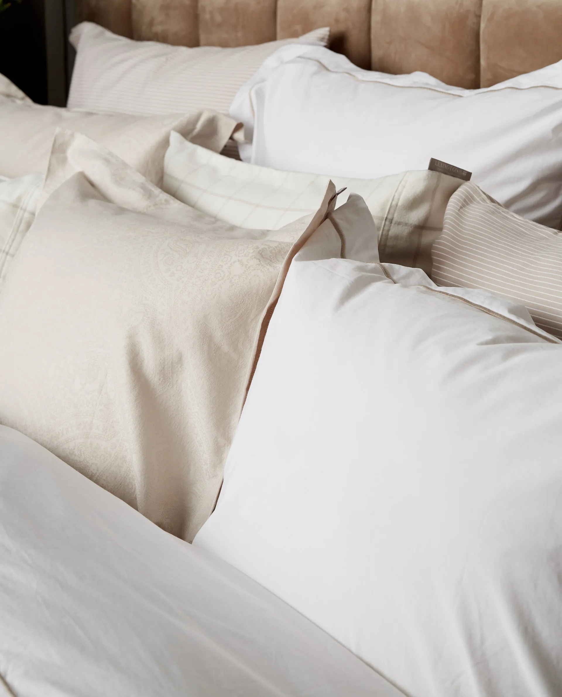 Hotel Percale örngott 65x65 cm, Vit-ljusbeige Lexington