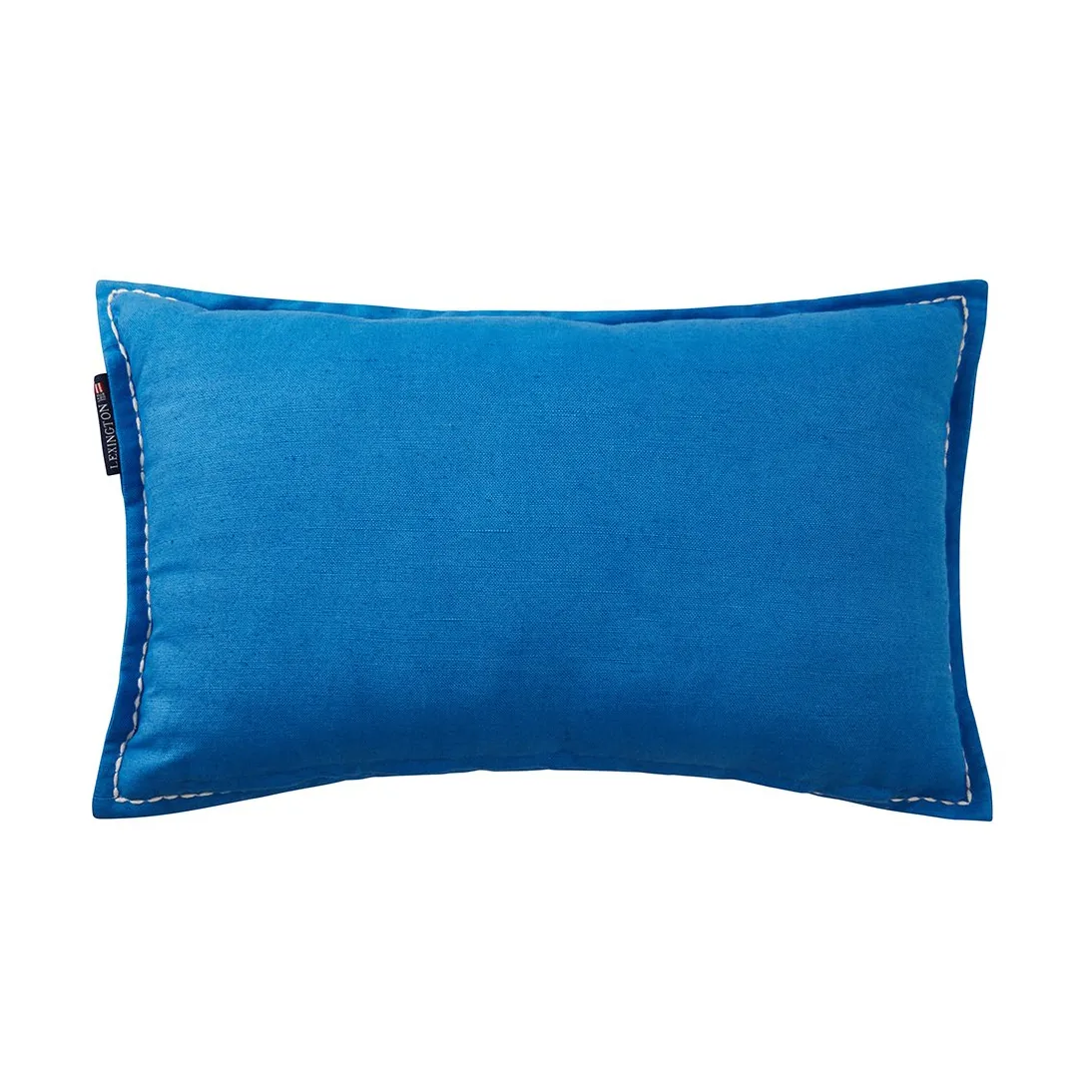 Logo Embroidered Linen/Cotton kudde 30x50 cm, Blue Lexington