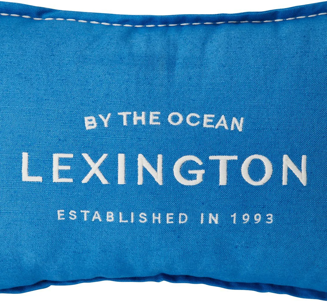Logo Embroidered Linen/Cotton kudde 30x50 cm, Blue Lexington