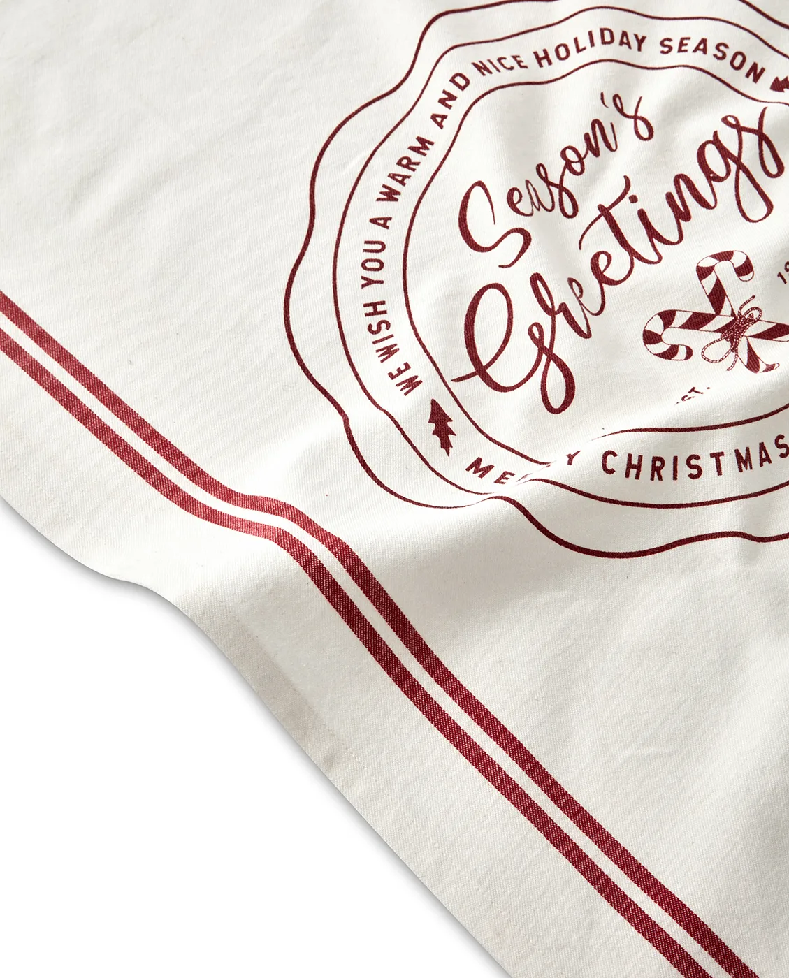 Seasons Greetings Printed kökshandduk 50x70 cm, White-red Lexington