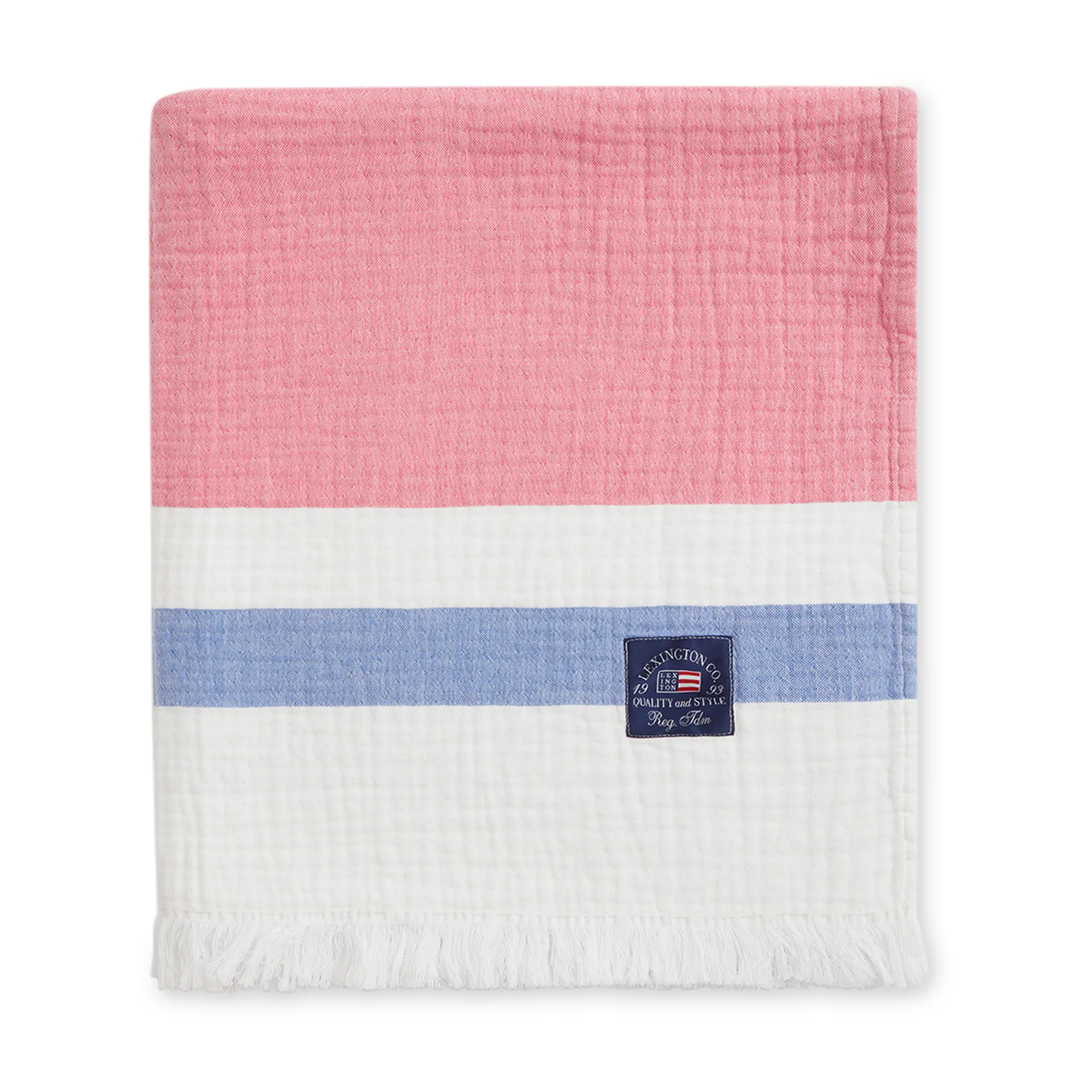 Striped våfflad bomullspläd 130x170 cm, Multi Lexington