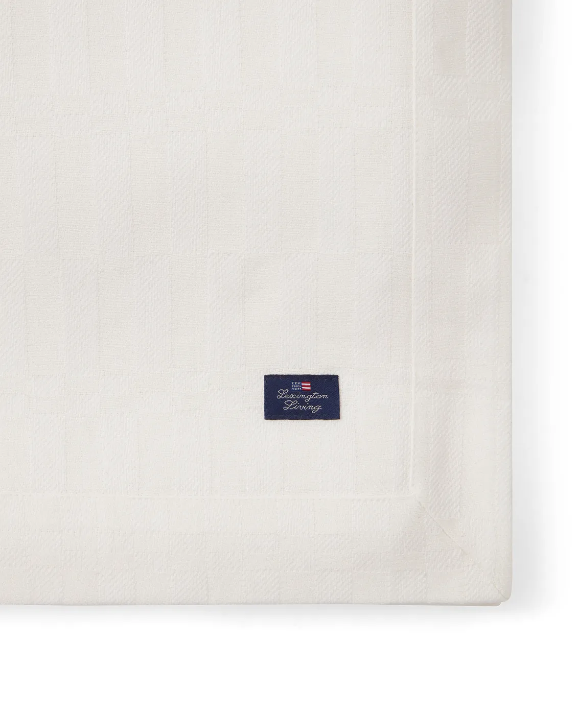 White jacquard cotton bordsduk 150x350 cm, Vit Lexington