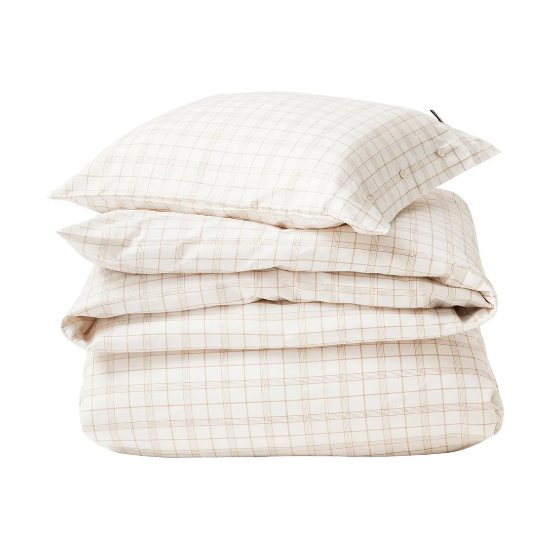 White/Beige Checked Lyocell/Cotton bäddset, 50x60 cm, 150x210 cm Lexington