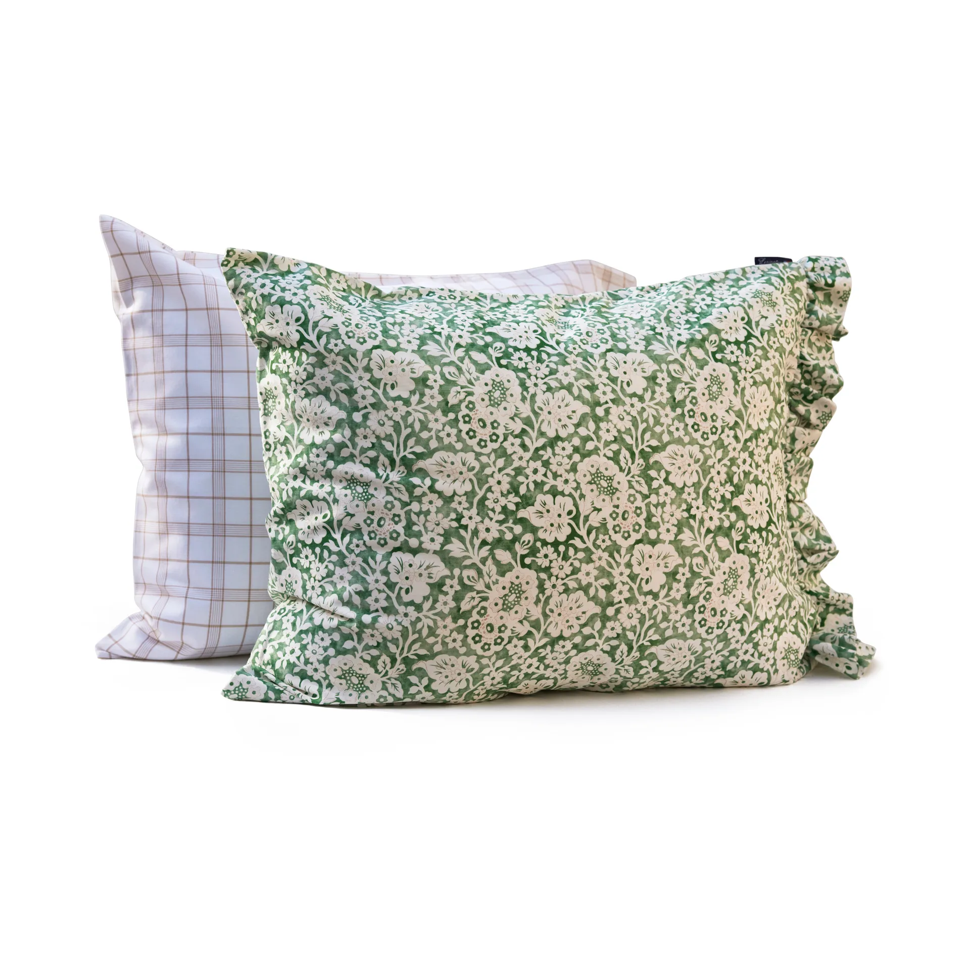 White/Beige Checked Lyocell/Cotton bäddset, 50x60 cm, 150x210 cm Lexington