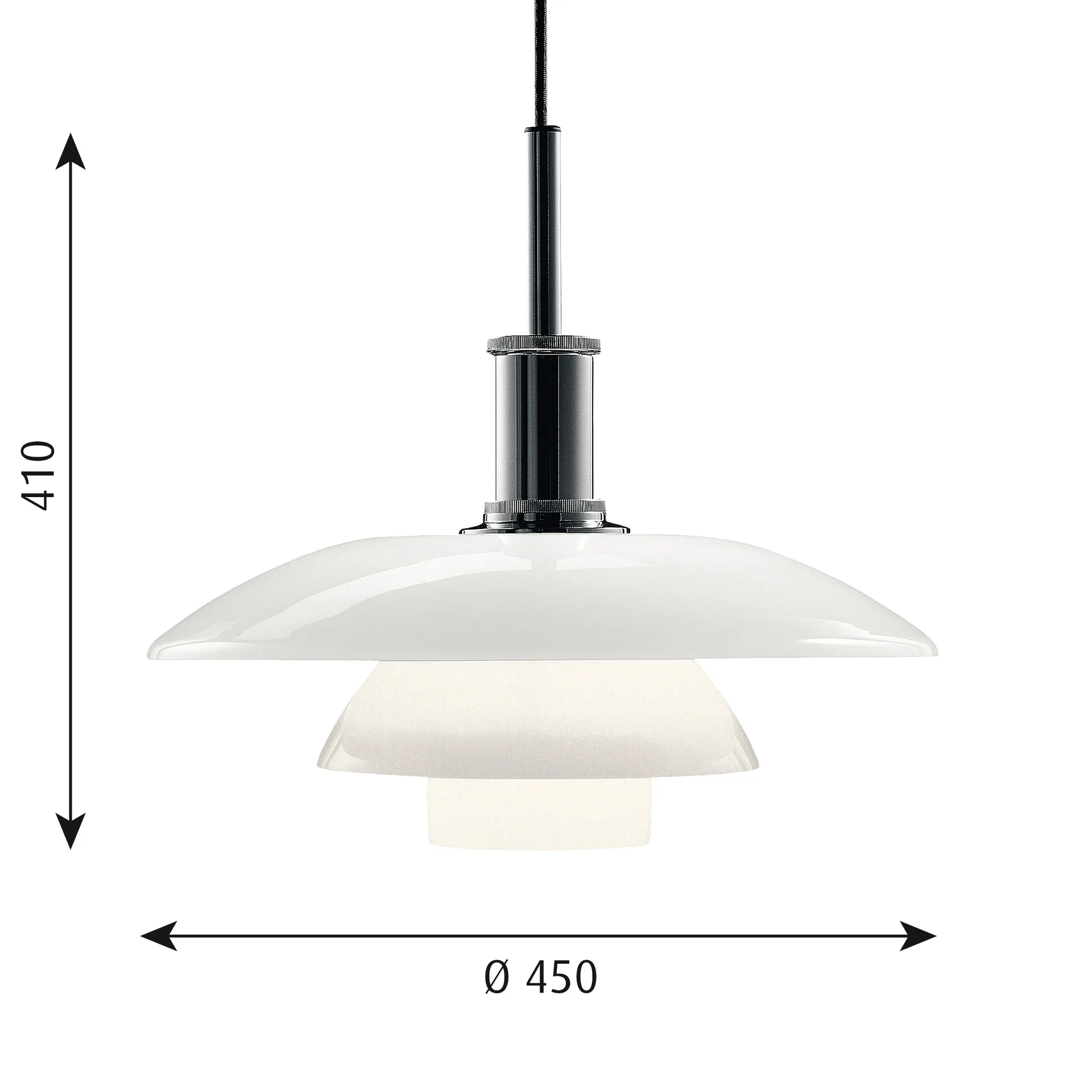 PH 4½-4 opalglas pendel, Krom Louis Poulsen