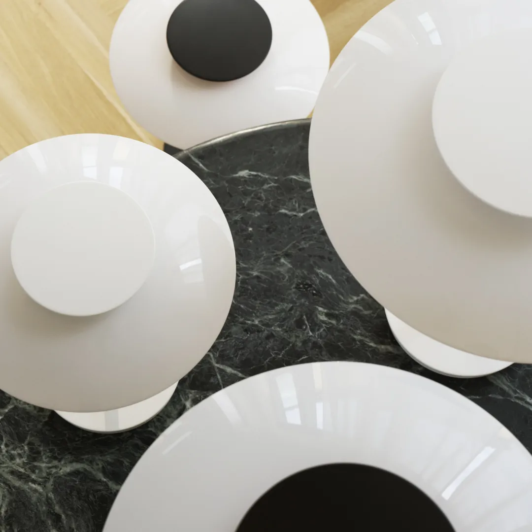 PH 80 bordslampa, Vit opal, krompläterad Louis Poulsen